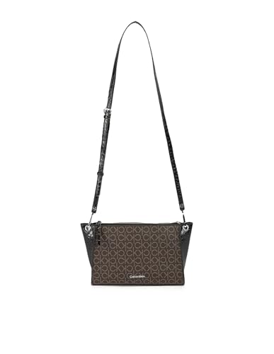 Calvin Klein Reyna Crossbody Handbag: Brown/Khaki/Black Logo