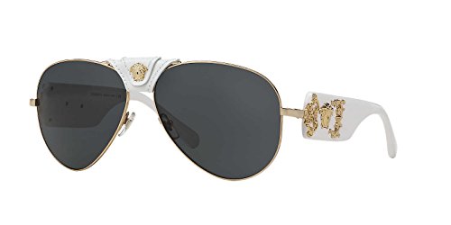Versace Women's Medusa Aviator Sunglasses in White/Grey