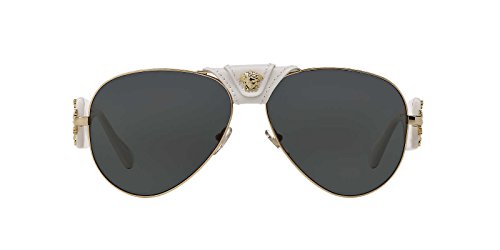 Versace Women's Medusa Aviator Sunglasses in White/Grey