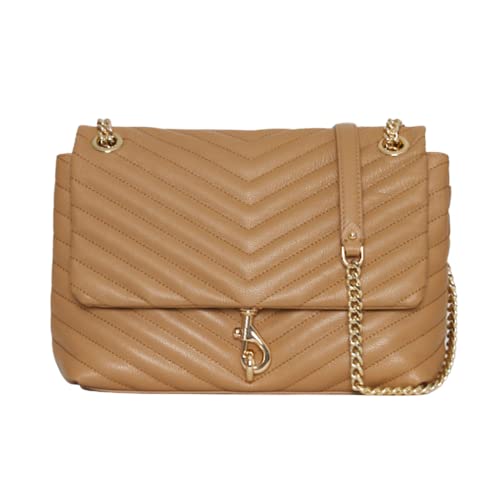 Rebecca Minkoff Women's Edie Flap Shoulder Bag, Cool Tan/Light Gold, Regular