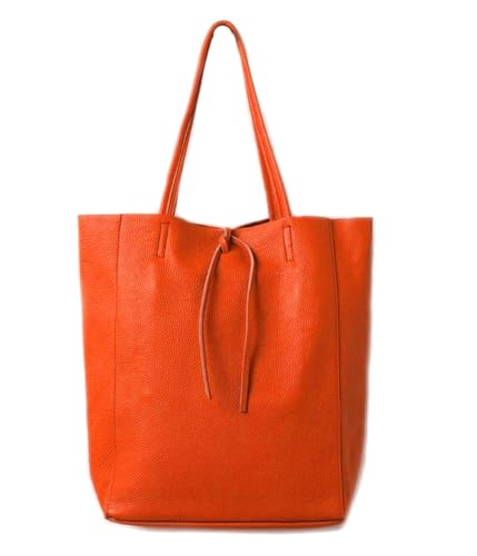 LeahWard Italian Leather Hobo Shoulder Bag (Orange)