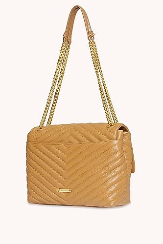 Rebecca Minkoff Women's Edie Flap Shoulder Bag, Cool Tan/Light Gold, Regular