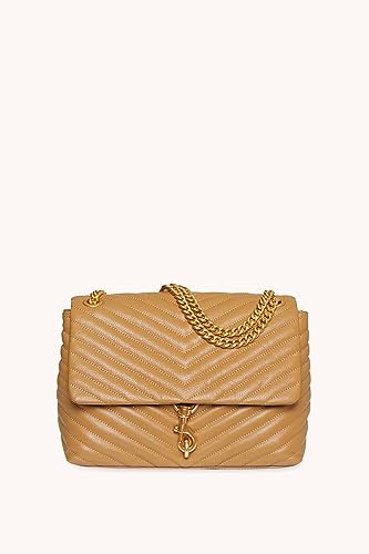 Rebecca Minkoff Women's Edie Flap Shoulder Bag, Cool Tan/Light Gold, Regular
