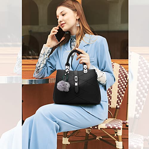 NICOLE & DORIS Black Retro PU Leather Shoulder Bag