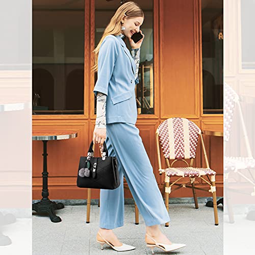 NICOLE & DORIS Black Retro PU Leather Shoulder Bag