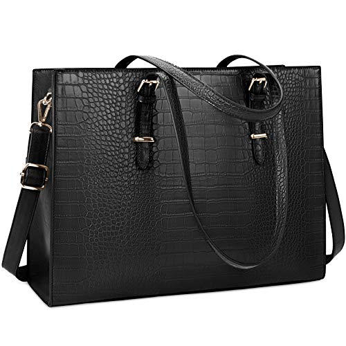 Lubardy Damen Groß Schwarz Laptop Umhängetasche Elegant