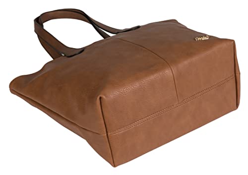 Mabel Vegan Leather Designer Handbag - BROOK Tan