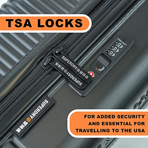 Superdry Large Black Suitcase - Lightweight, Robust, TSA Locks