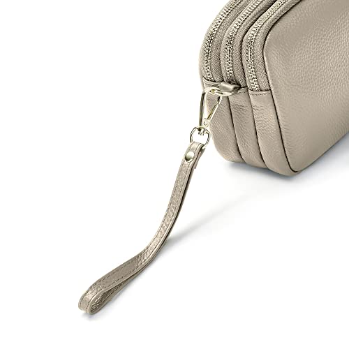 Woodland Leather Ladies Cross Body Bag: Beige, Italian Design