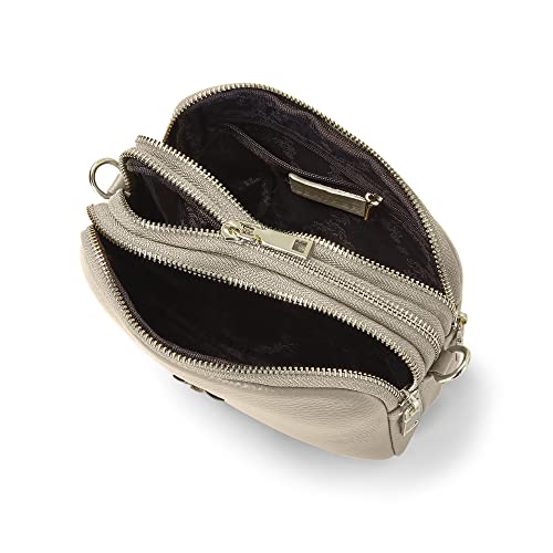 Woodland Leather Ladies Cross Body Bag: Beige, Italian Design