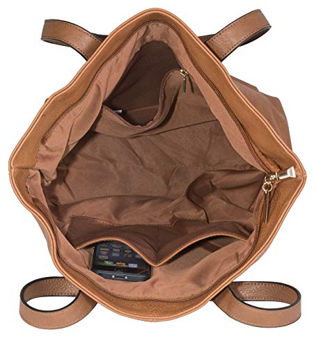 Mabel Vegan Leather Designer Handbag - BROOK Tan