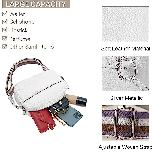 Tibimon White Leather Crossbody: Small & Multipurpose