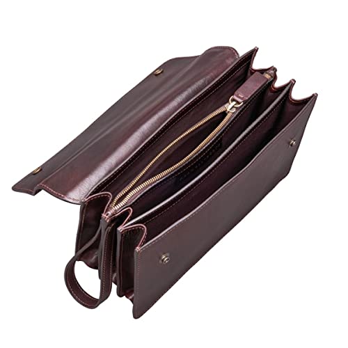 Italian Handmade Dark Brown Leather Clutch/Wrist Bag for Men