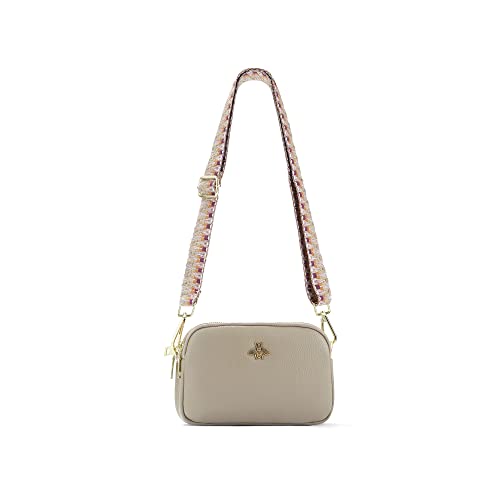 Woodland Leather Ladies Cross Body Bag: Beige, Italian Design