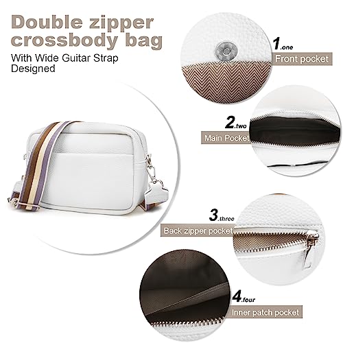 Tibimon White Leather Crossbody: Small & Multipurpose