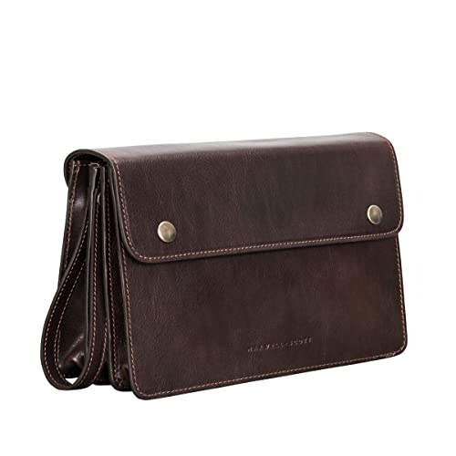 Italian Handmade Dark Brown Leather Clutch/Wrist Bag for Men