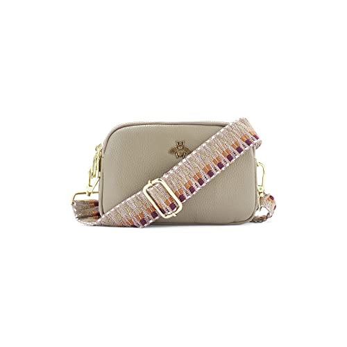 Woodland Leather Ladies Cross Body Bag: Beige, Italian Design