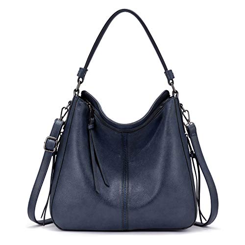 Realer Women's Navy Blue Designer Leather Hobo Bag