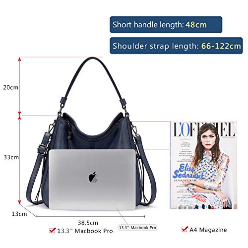 Realer Women's Navy Blue Designer Leather Hobo Bag