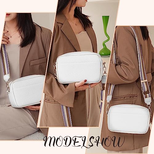 Tibimon White Leather Crossbody: Small & Multipurpose