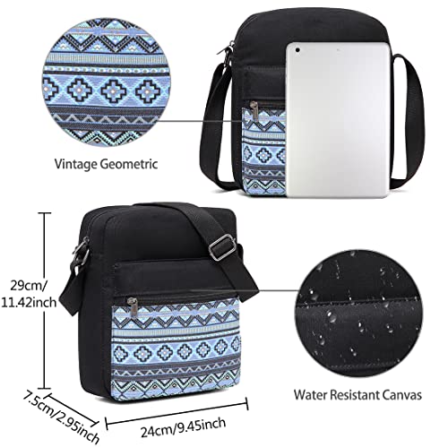 VASCHY Small Canvas Crossbody Bag for Women, Black