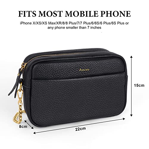 Black Genuine Leather Crossbody Bag with Wide Strap