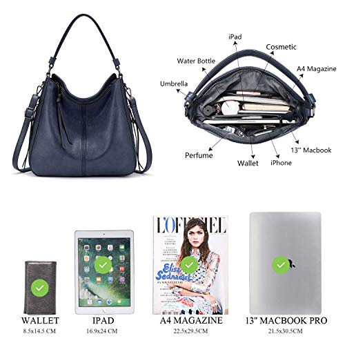 Realer Women's Navy Blue Designer Leather Hobo Bag