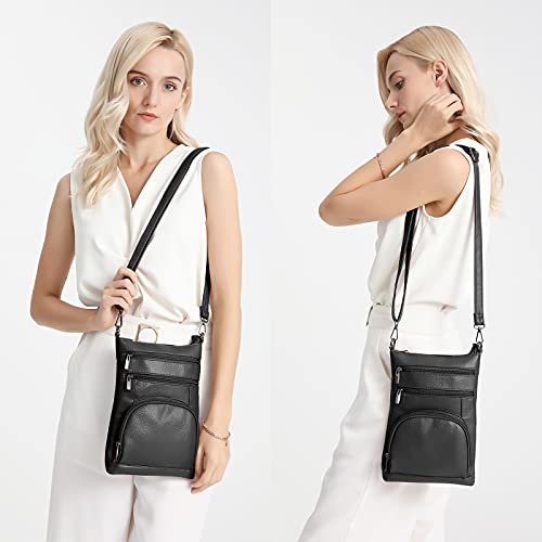 Miss Lulu Black RFID Blocking Crossbody Leather Bag