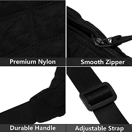 Black Quilted Shoulder Bag for Women - Large