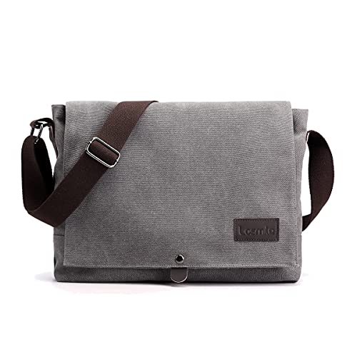 LOSMILE Men's Canvas Messenger Bag (Gray)