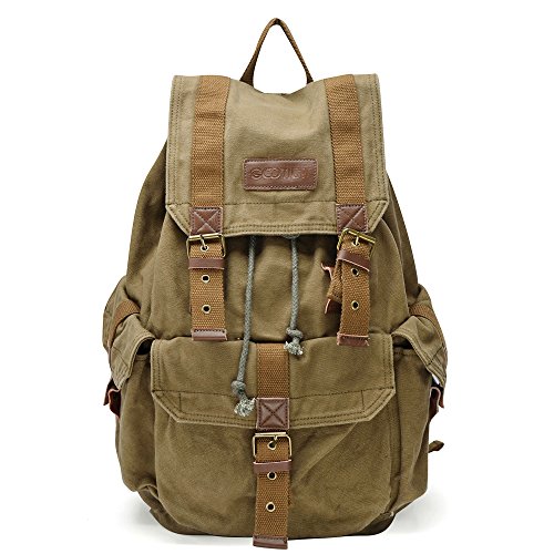 Designer canvas hiking backpack in army green color