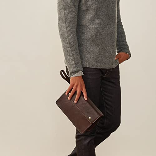 Italian Handmade Dark Brown Leather Clutch/Wrist Bag for Men