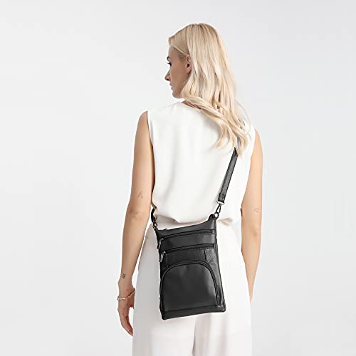 Miss Lulu Black RFID Blocking Crossbody Leather Bag