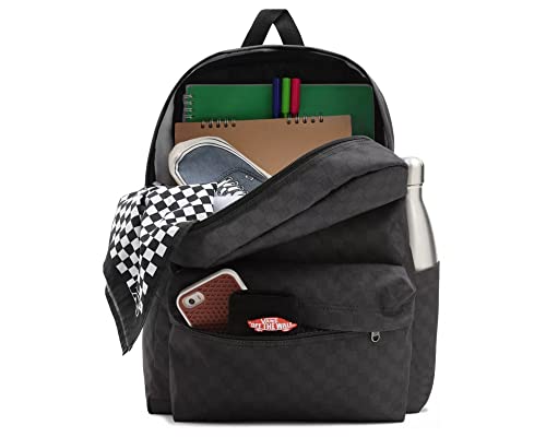 Vans Old Skool Check Backpack in Black/Charcoal, UK Size