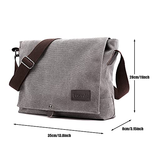 LOSMILE Men's Canvas Messenger Bag (Gray)