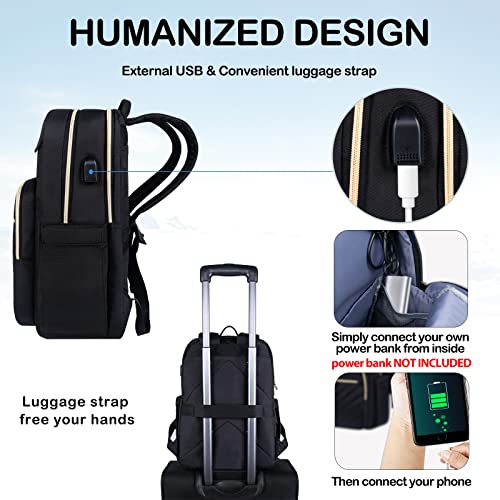 Stylish Waterproof Laptop Backpack with USB Port, Black
