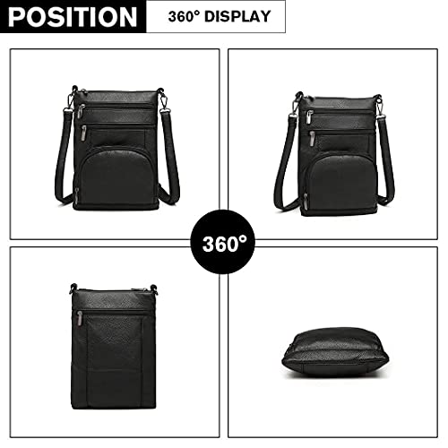 Miss Lulu Black RFID Blocking Crossbody Leather Bag