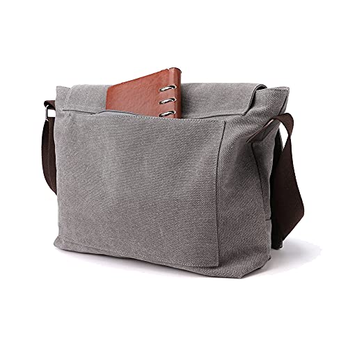 LOSMILE Men's Canvas Messenger Bag (Gray)