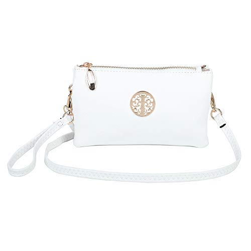 White Clutch Bag with Wristlet and Adjustable Strap