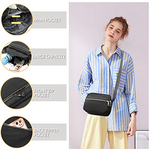 DUGEHO Women Black Crossbody Bag with Large Capacity