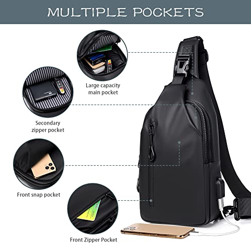 Victop Lightweight Waterproof Sling Crossbody Bag with USB