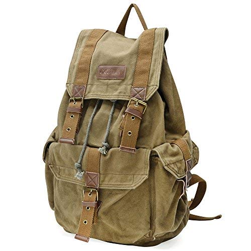 Designer canvas hiking backpack in army green color