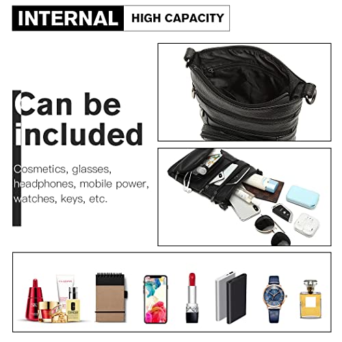 Miss Lulu Black RFID Blocking Crossbody Leather Bag
