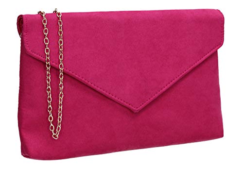 SwankySwans Slim Envelope Clutch Bag in Fuchsia Pink