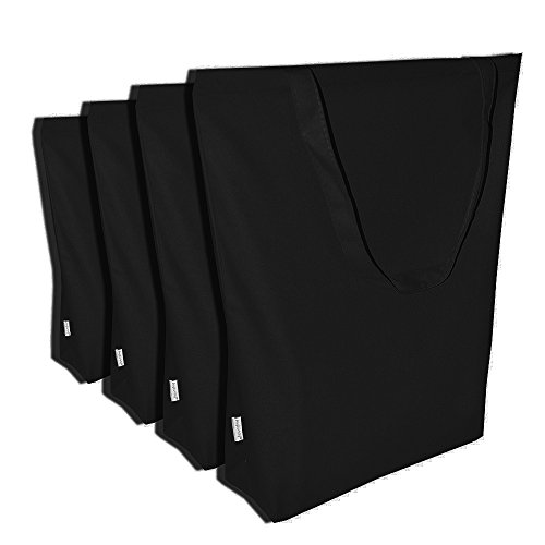Augbunny Black Canvas Shopping Tote Handbag 4-Pack