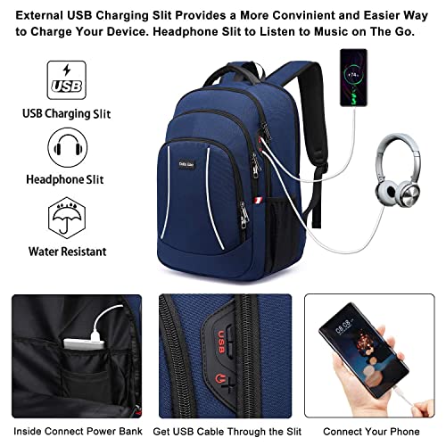 Lightweight Water Resistant Blue Laptop Backpack for Men and Women