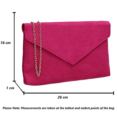 SwankySwans Slim Envelope Clutch Bag in Fuchsia Pink
