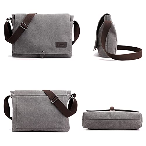 LOSMILE Men's Canvas Messenger Bag (Gray)