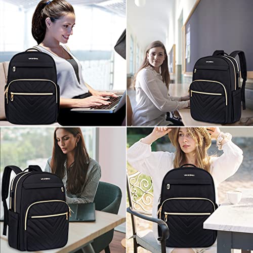 Stylish Waterproof Laptop Backpack with USB Port, Black