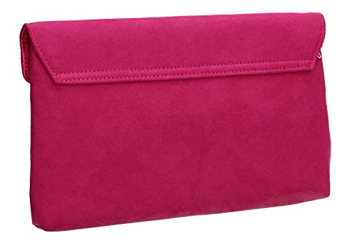 SwankySwans Slim Envelope Clutch Bag in Fuchsia Pink